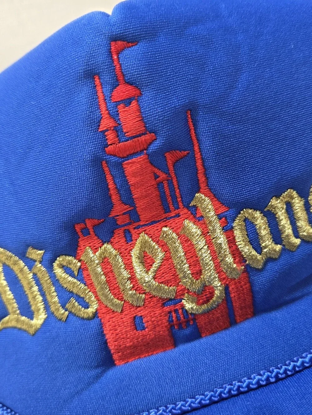 VTG Disneyland Trucker Hat Cap Gold Leaf Embroidered  Castle Snapback